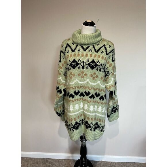 Anthropologie Mint Green Turtleneck Tunic Sweater - Size L - Picture 3 of 13